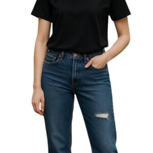 LEVIS 501 Premium High Waisted Button Fly Jeans Blue Medium Wash Distressed 27